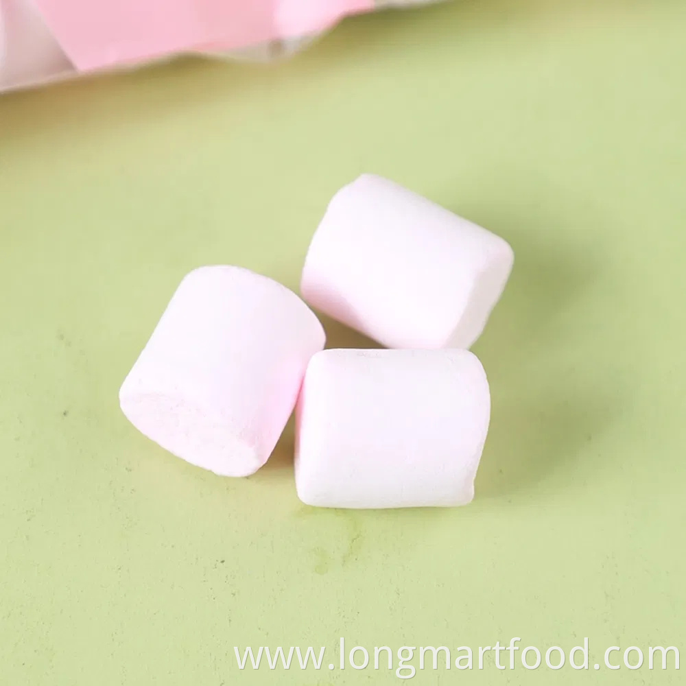 Poly Bag Packaging Soft White Strawberry Flavor Marshmallow Candy